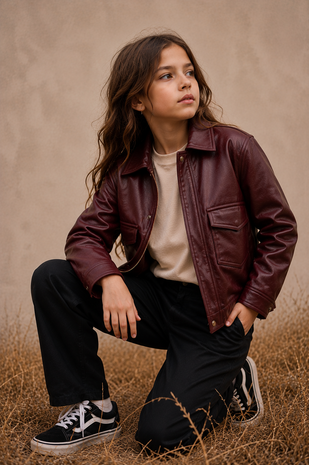 Hollywood Jacket Kids Burgundy Faux Leather Bomber Jacket
