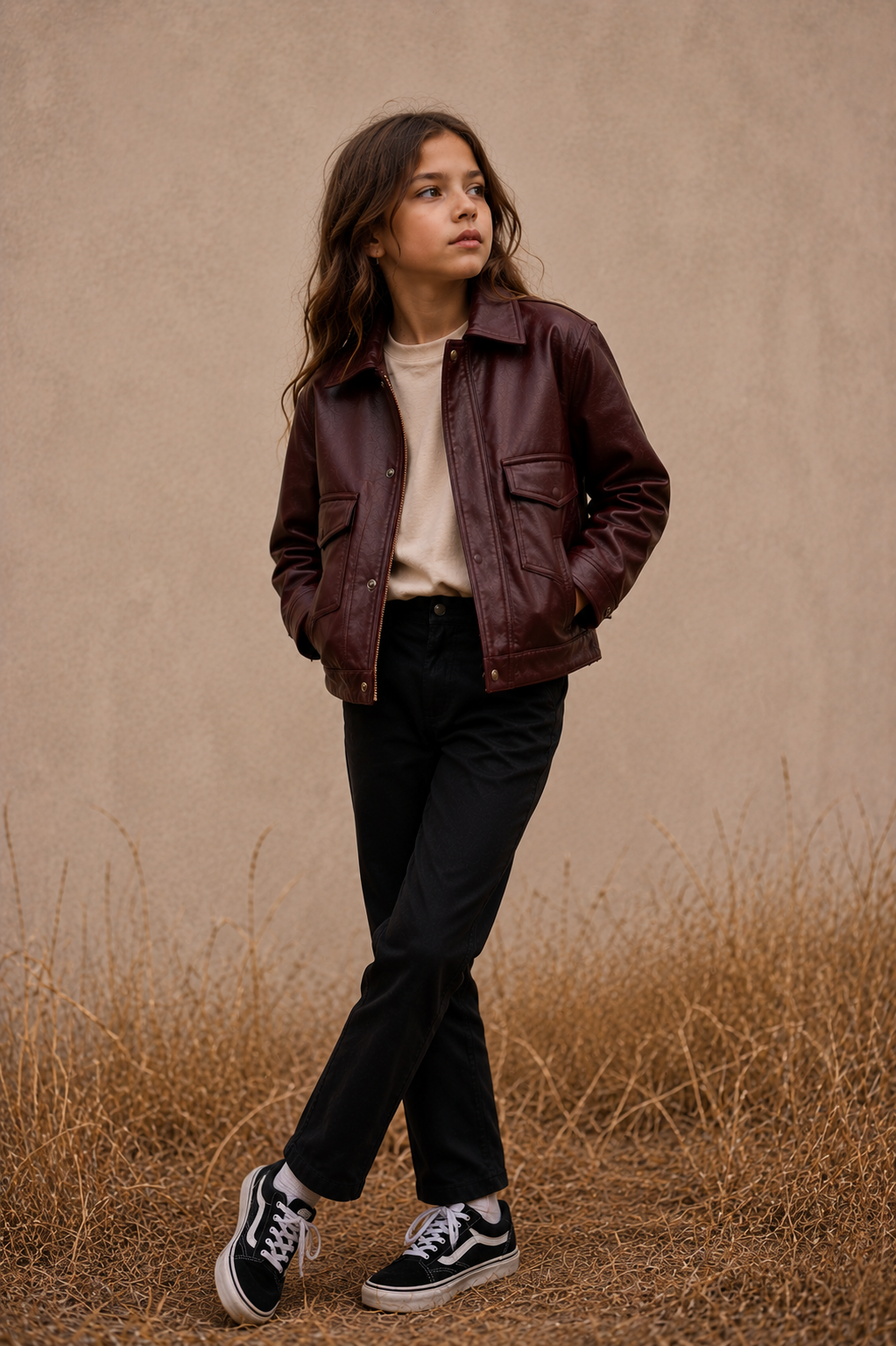 Hollywood Jacket Kids Burgundy Faux Leather Bomber Jacket