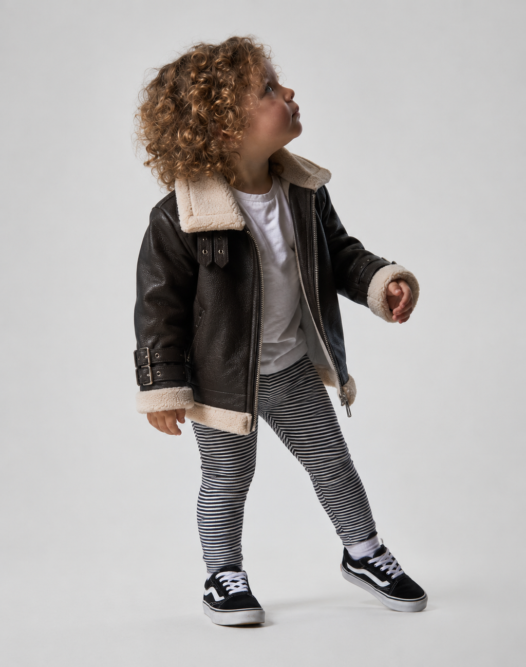 Hollywood Jacket Kids Black Faux Leather Shearling Aviator Jacket