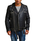 Joker Black Brando Distressed Leather Jacket – Men's Vintage Biker Jacket