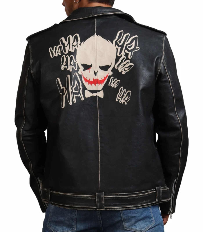 Joker Black Brando Distressed Leather Jacket – Men's Vintage Biker Jacket