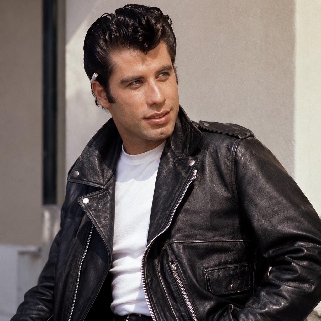 John Travolta Grease T-Birds Leather Jacket – Danny Zuko Black Biker Jacket