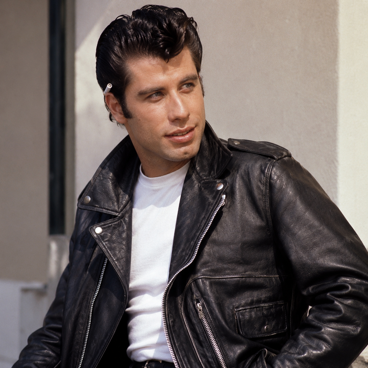 John Travolta Grease T-Birds Leather Jacket – Danny Zuko Black Biker Jacket