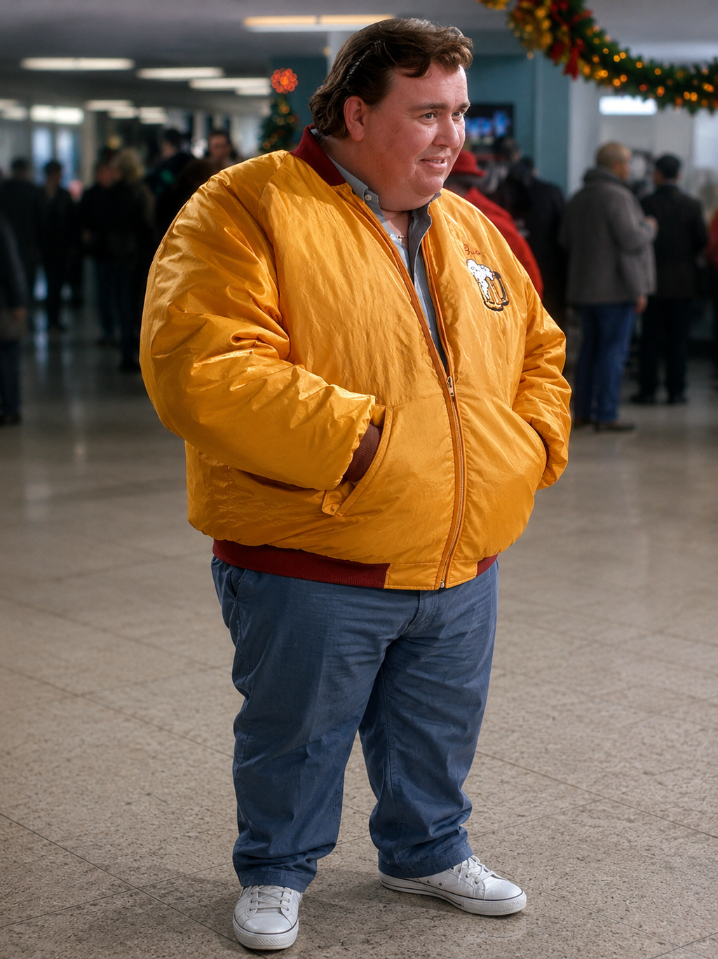 Hollywood Jackets John Candy Home Alone Gus Polinski Yellow Satin Bomber Jacket