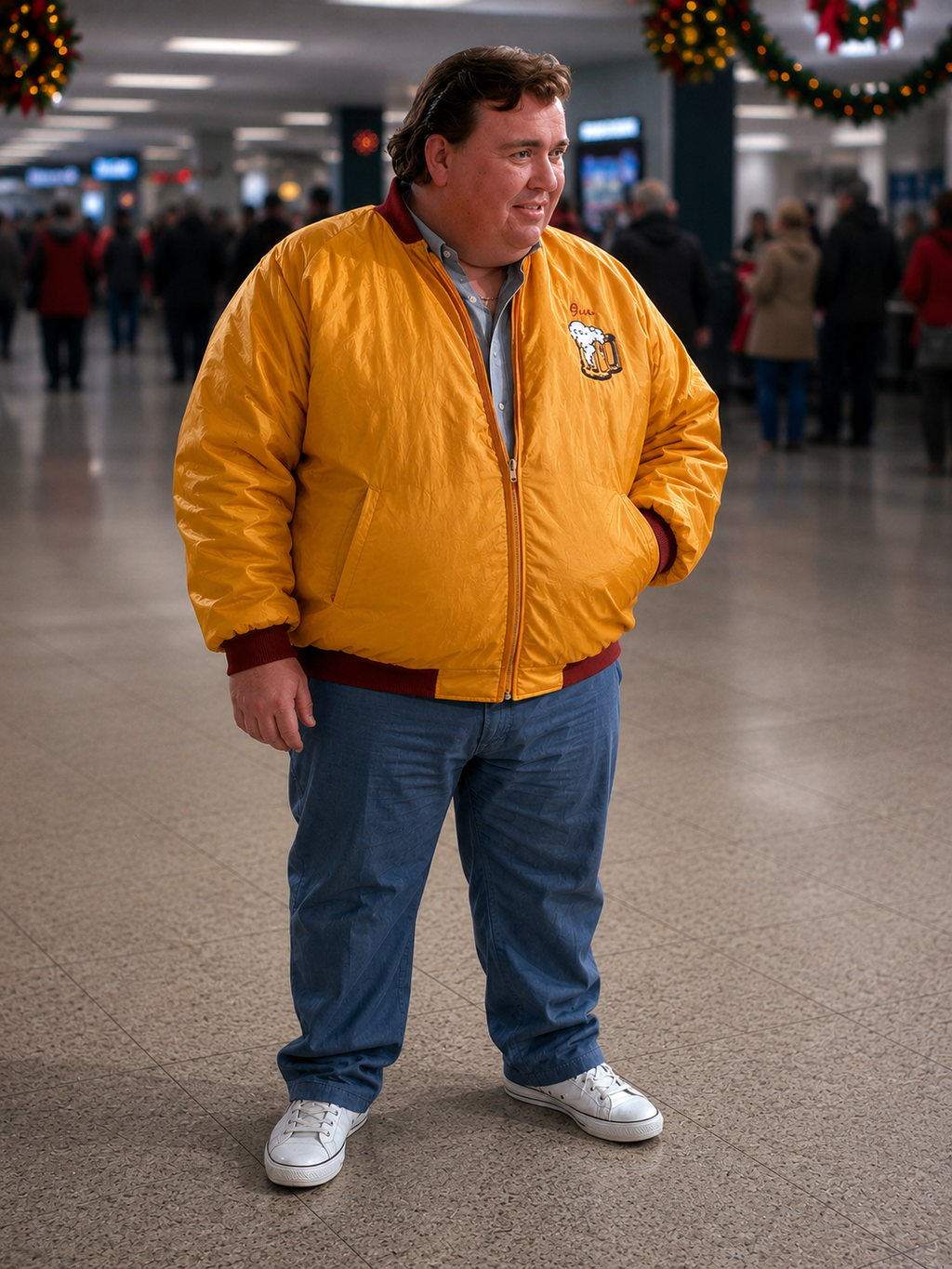 Hollywood Jackets John Candy Home Alone Gus Polinski Yellow Satin Bomber Jacket