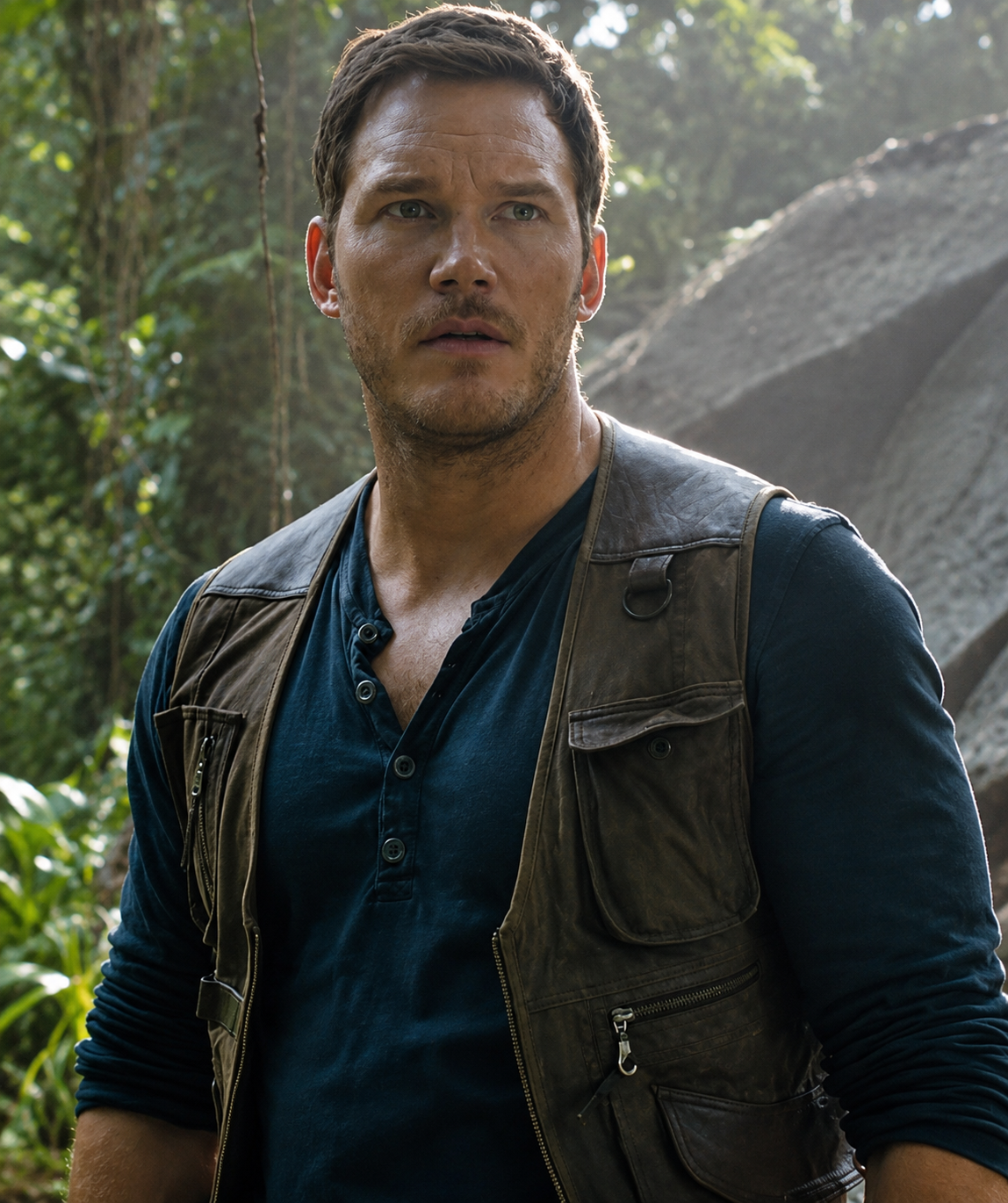 Jurassic World Chris Pratt Owen Grady Brown Vest – Men's Leather Utility Vest