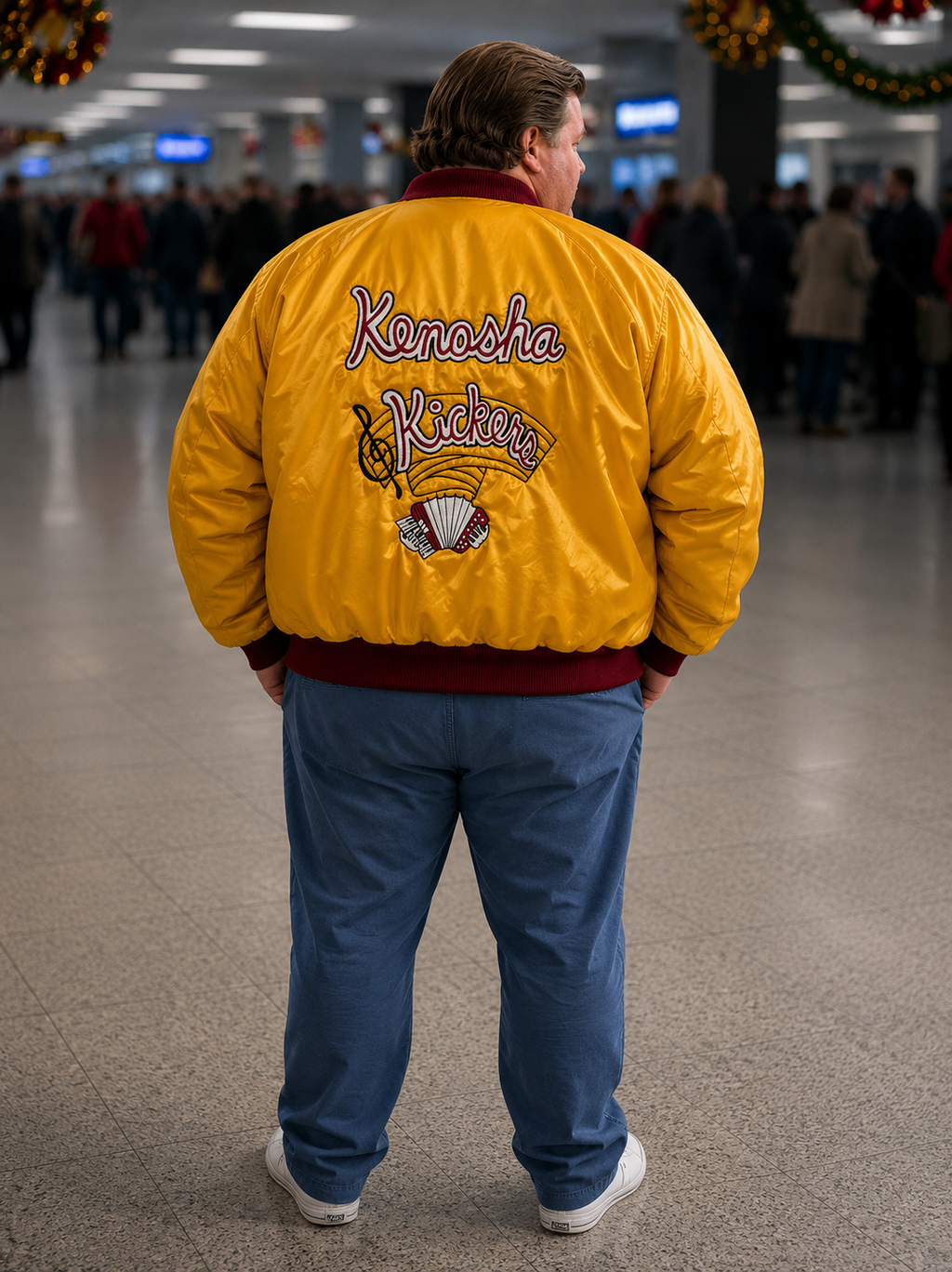 Hollywood Jackets John Candy Home Alone Gus Polinski Yellow Satin Bomber Jacket