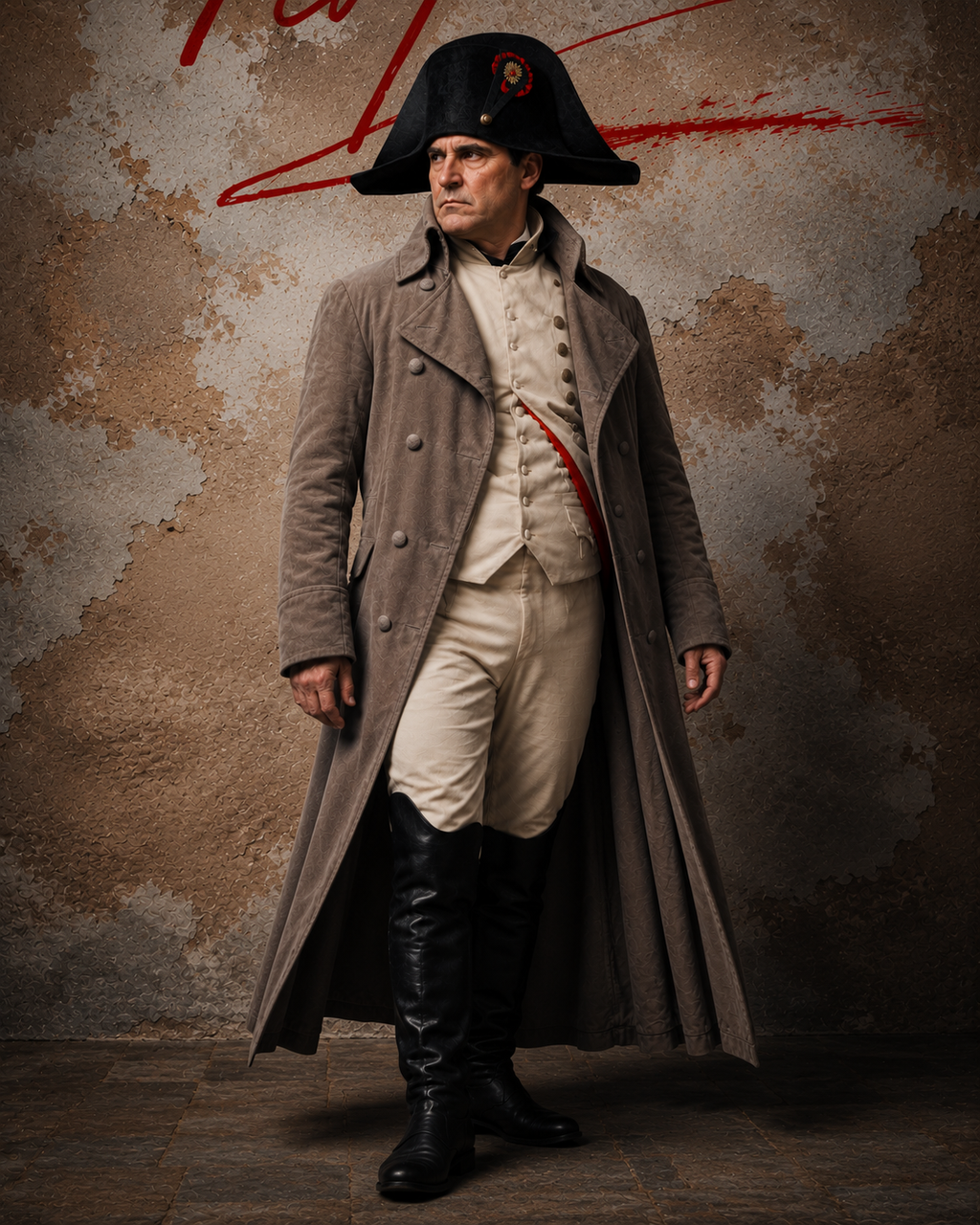 Hollywood Jackets Joaquin Phoenix Napoleon 2023 Grey Military Trench Coat