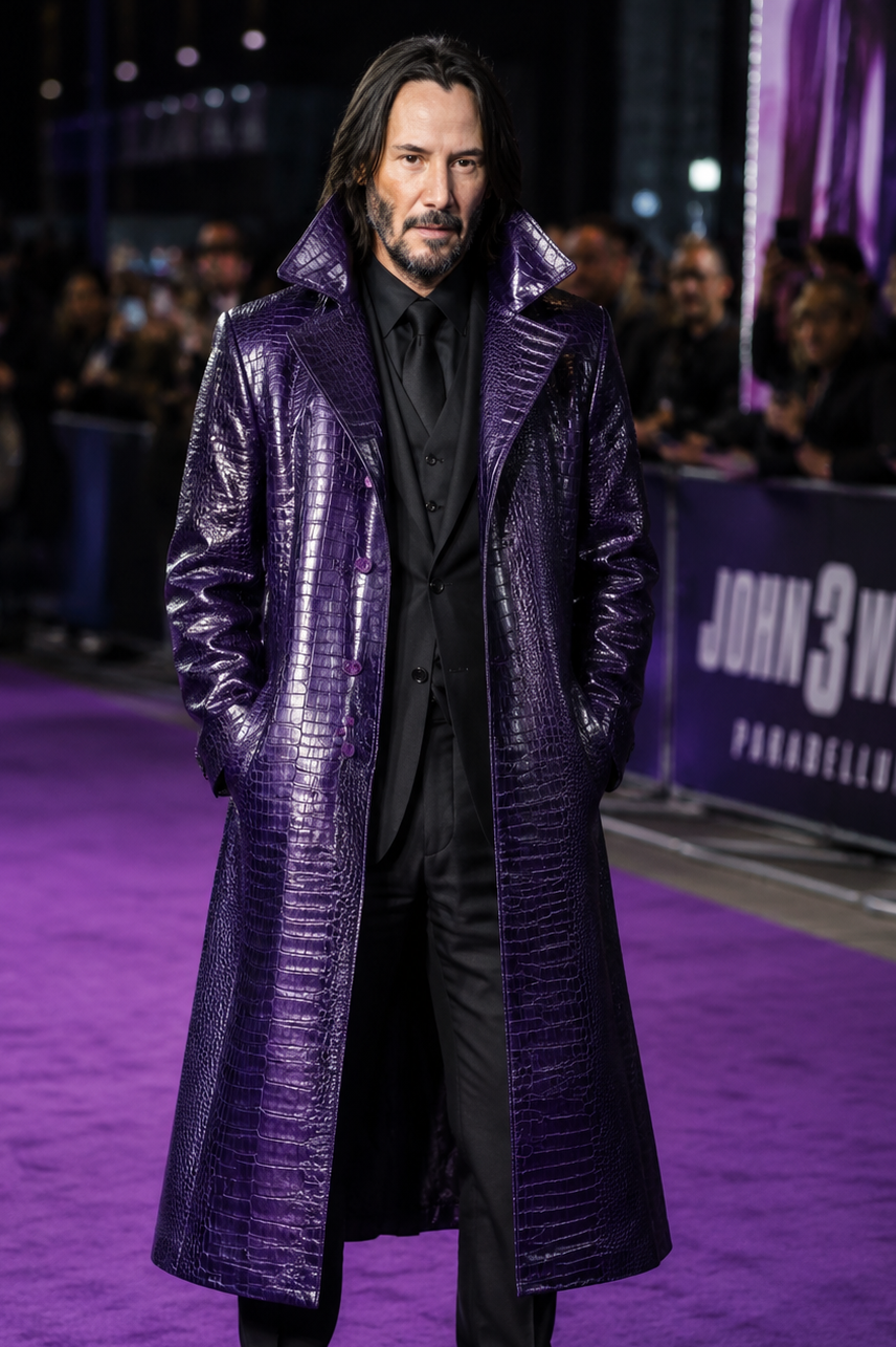 Hollywood Jackets Jared Leto Suicide Squad Joker Purple Crocodile Trench Coat