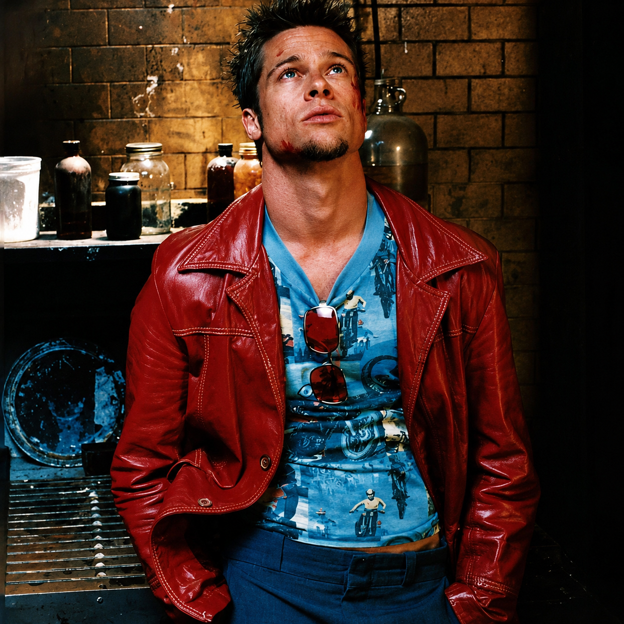 Hollywood Jackets FC Brad Pitt Tyler Durden Leather Coat Jacket