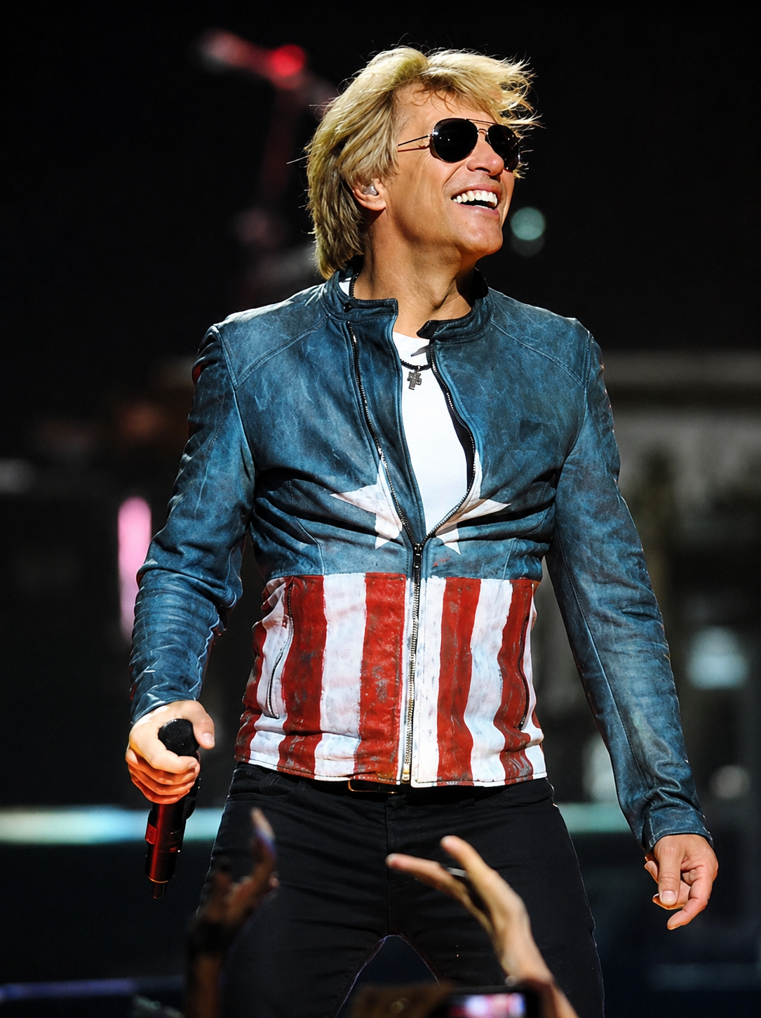 Jon Bon Jovi Captain America Leather Jacket – Men's American Flag Biker Jacket