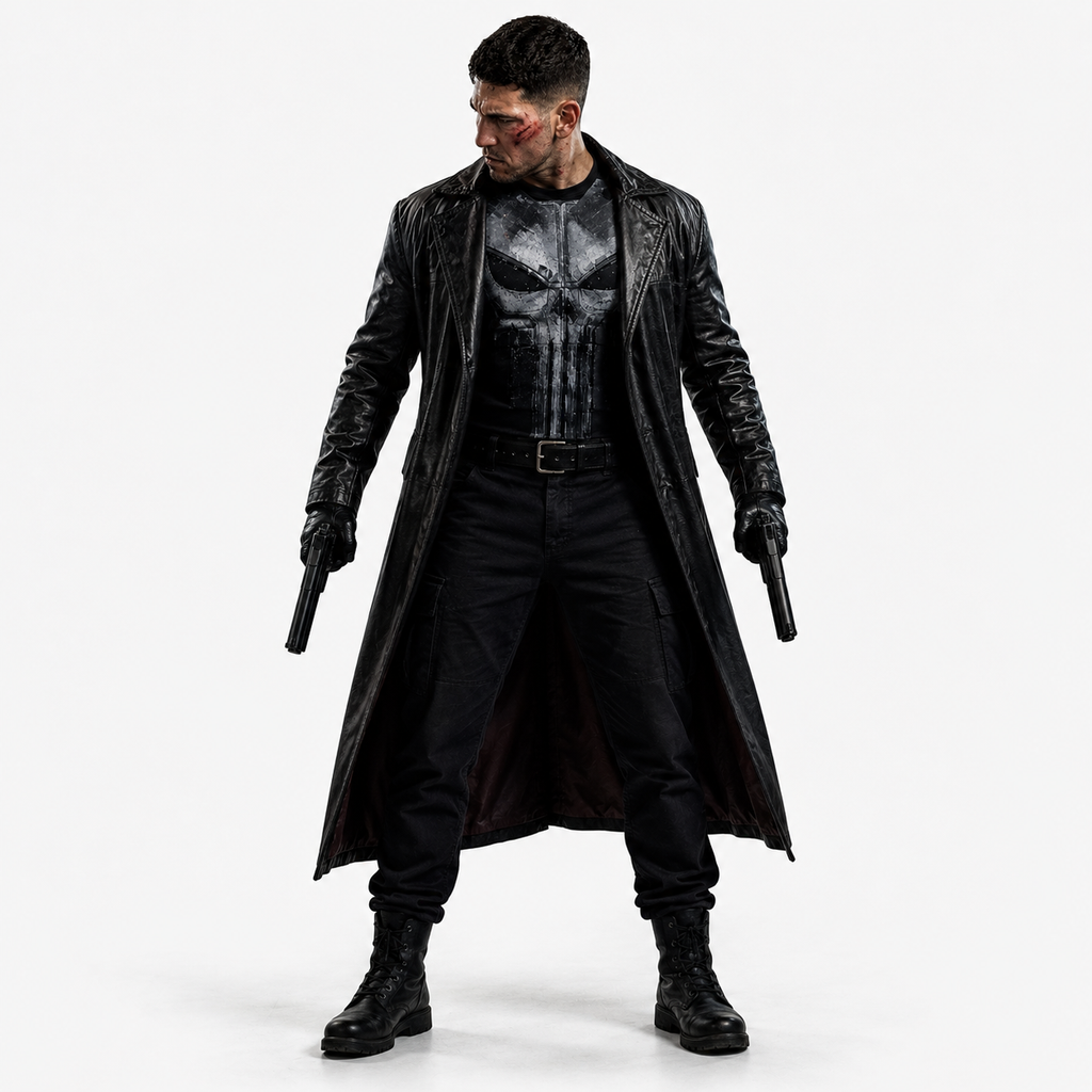 Jon Bernthal The Punisher Leather Trench Coat – Frank Castle Black Long Coat