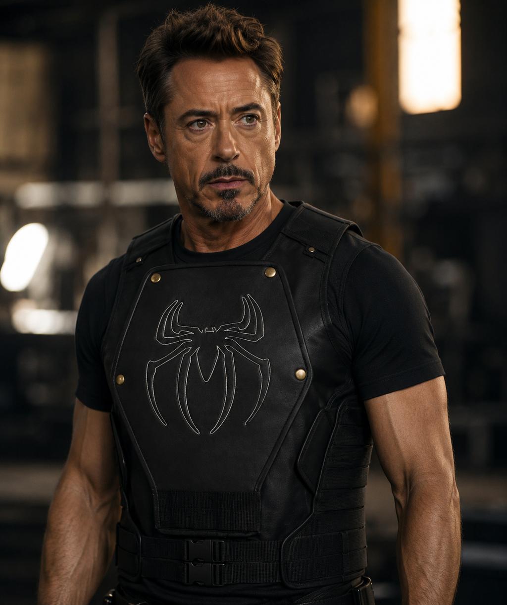 Hollywood Jackets Spiderman Black Leather Vest Cosplay Costume