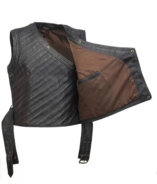 Hollywood Jackets Seven Kings Must Die Uhtred Ragnarson Leather Vest Outfit