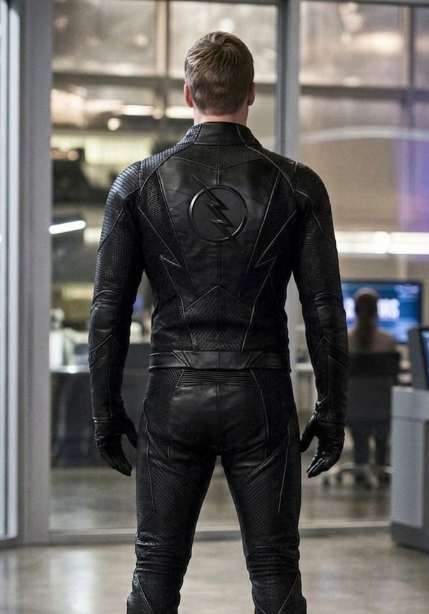 The Flash Hunter Zolomon Zoom Black Leather Jacket | Hollywood Jacket