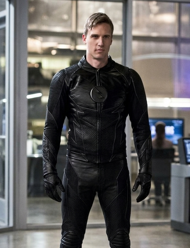The Flash Hunter Zolomon Zoom Black Leather Jacket | Hollywood Jacket
