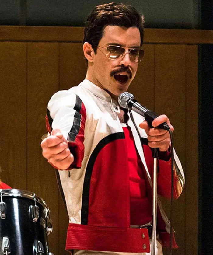 Hollywood Jackets Freddie Mercury Style Red and White Concert Jacket