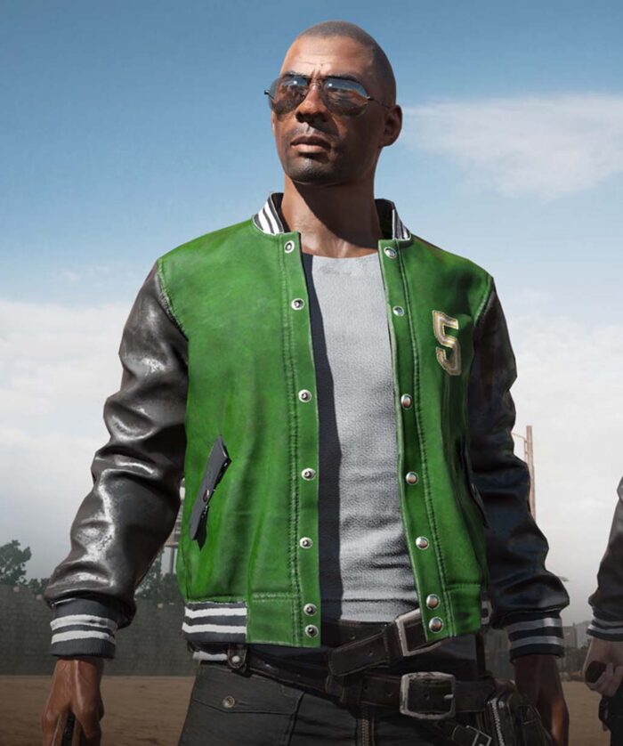 Hollywood Jackets PUBG 5M Green and Grey Bomber Jacket