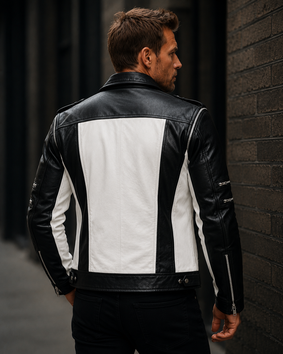Michael Jackson Pepsi Black & White Leather Jacket – Retro Biker Style Jacket