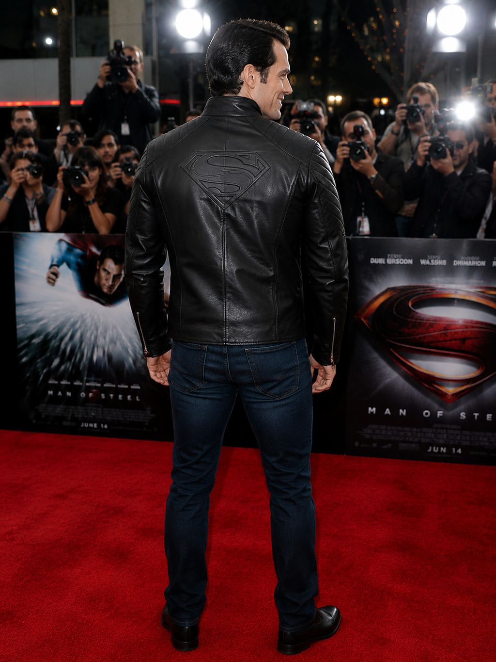 Hollywood Jackets Superman Man of Steel Black Leather Jacket