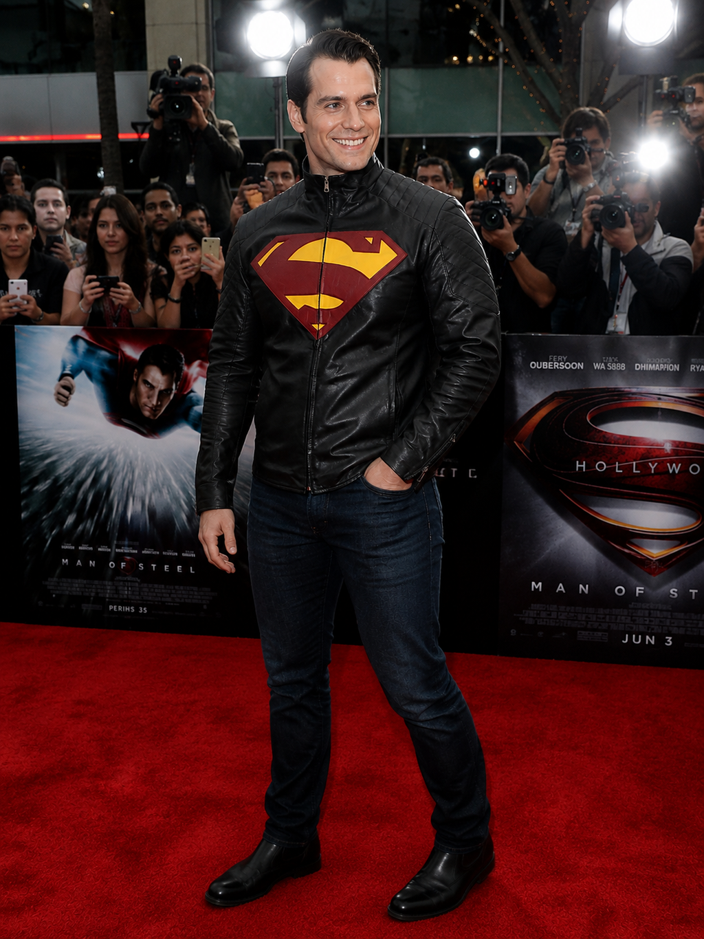 Hollywood Jackets Superman Man of Steel Black Leather Jacket