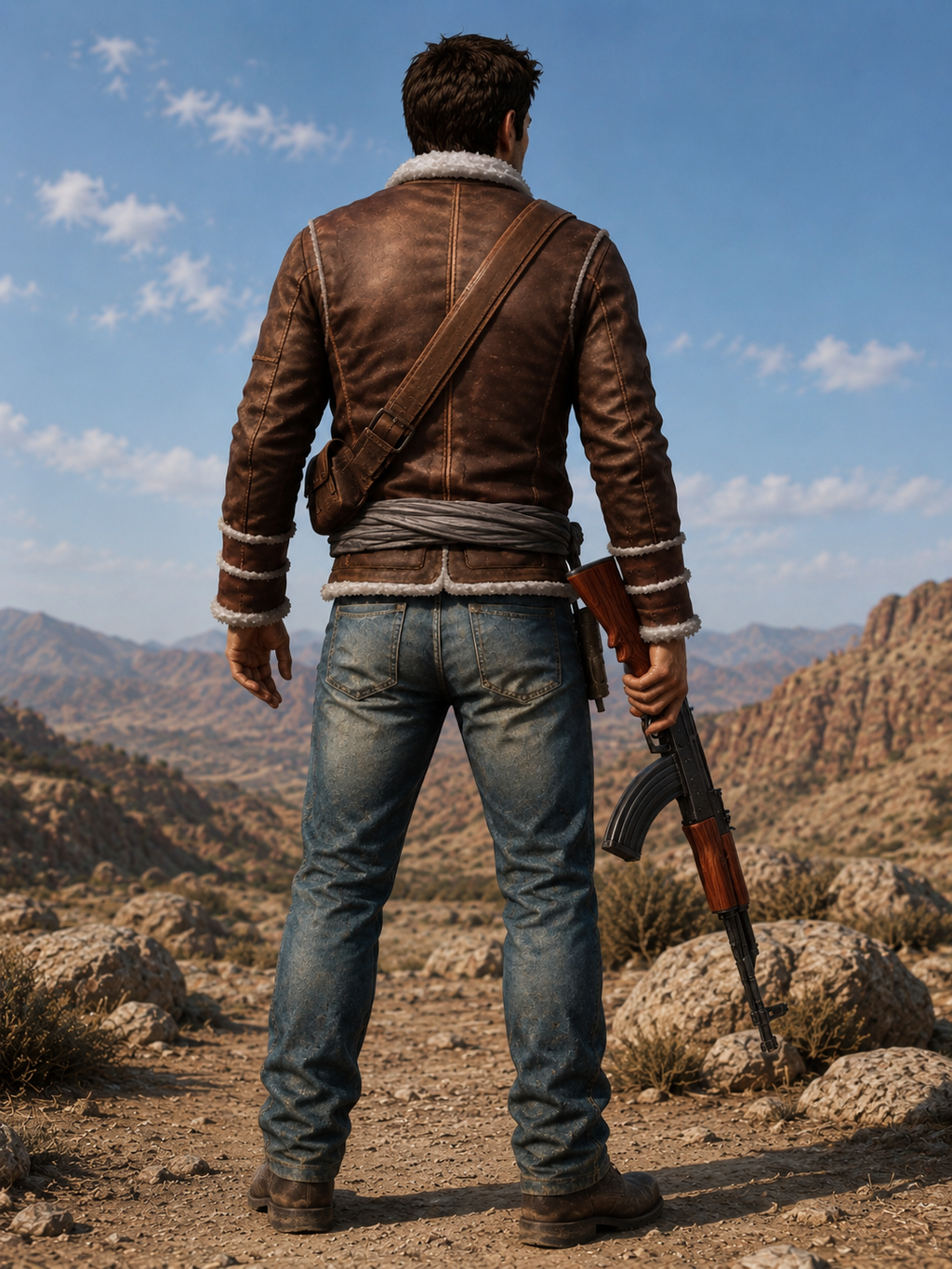 Uncharted 2 Game Nathan Drake Shearling Leather Jacket | Hollywood Jacket