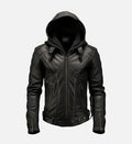 Hollywood Jackets Men’s Black Hooded Leather Jacket