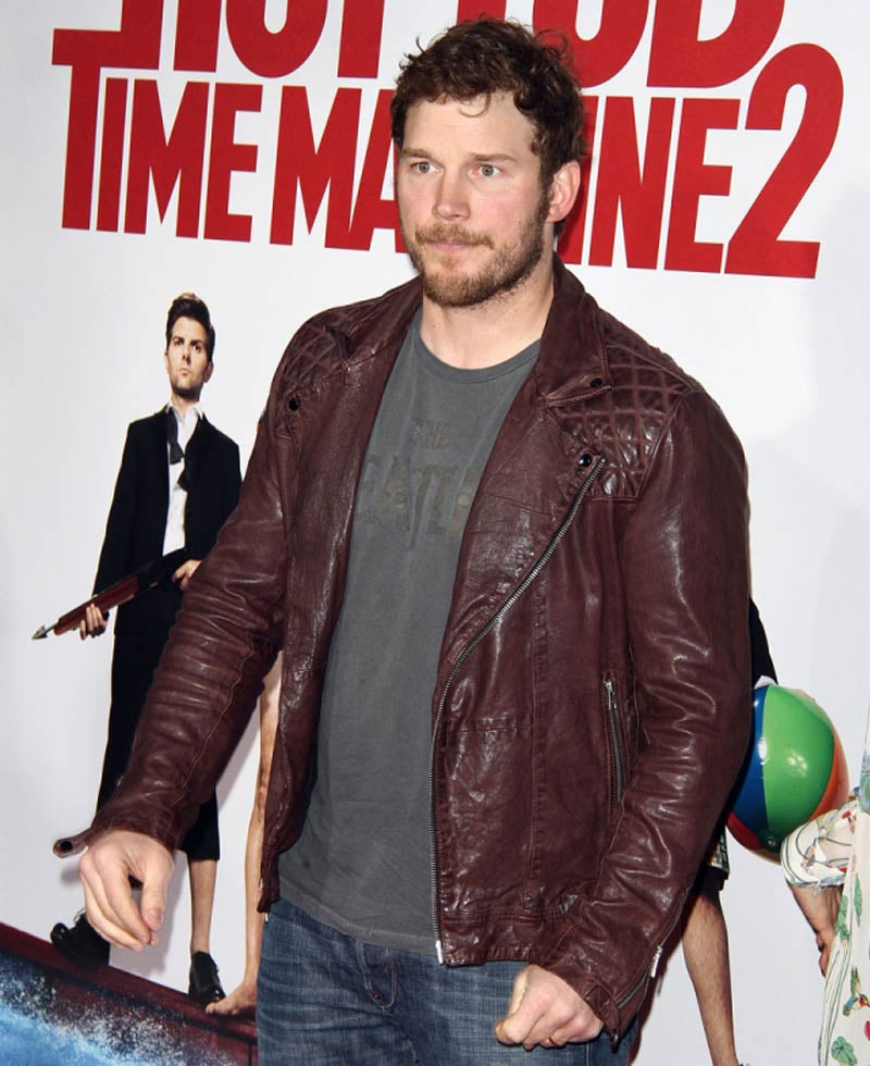 Hollywood Jackets Chris Pratt Hot Tub Time Machine 2 Premiere Dark Brown Leather Jacket