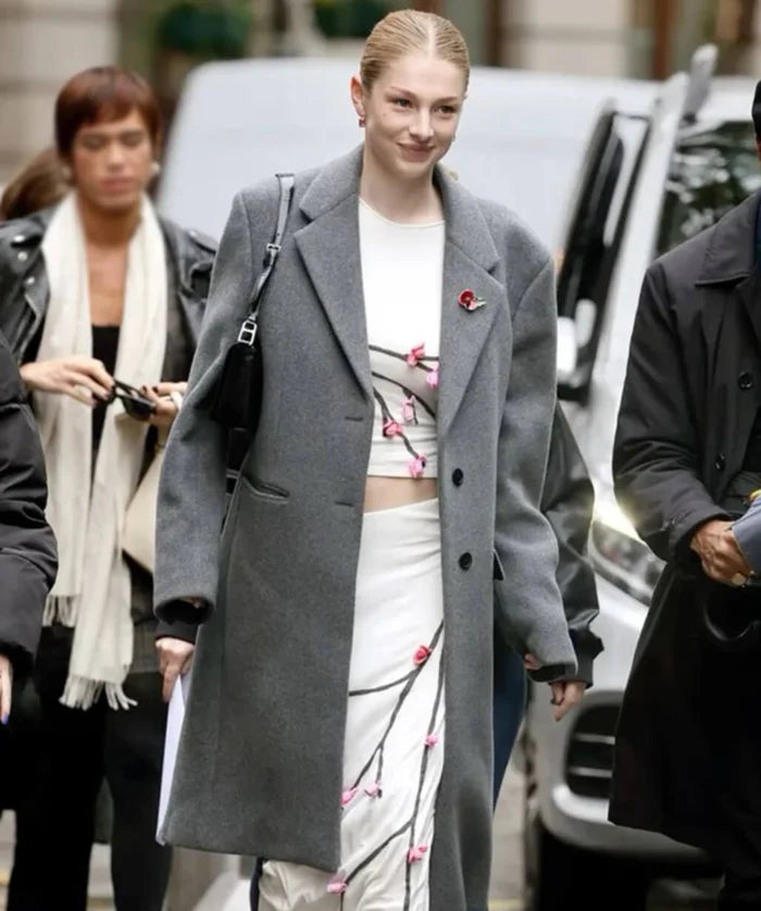 Hollywood Jackets Hunter Schafer Grey Wool Coat