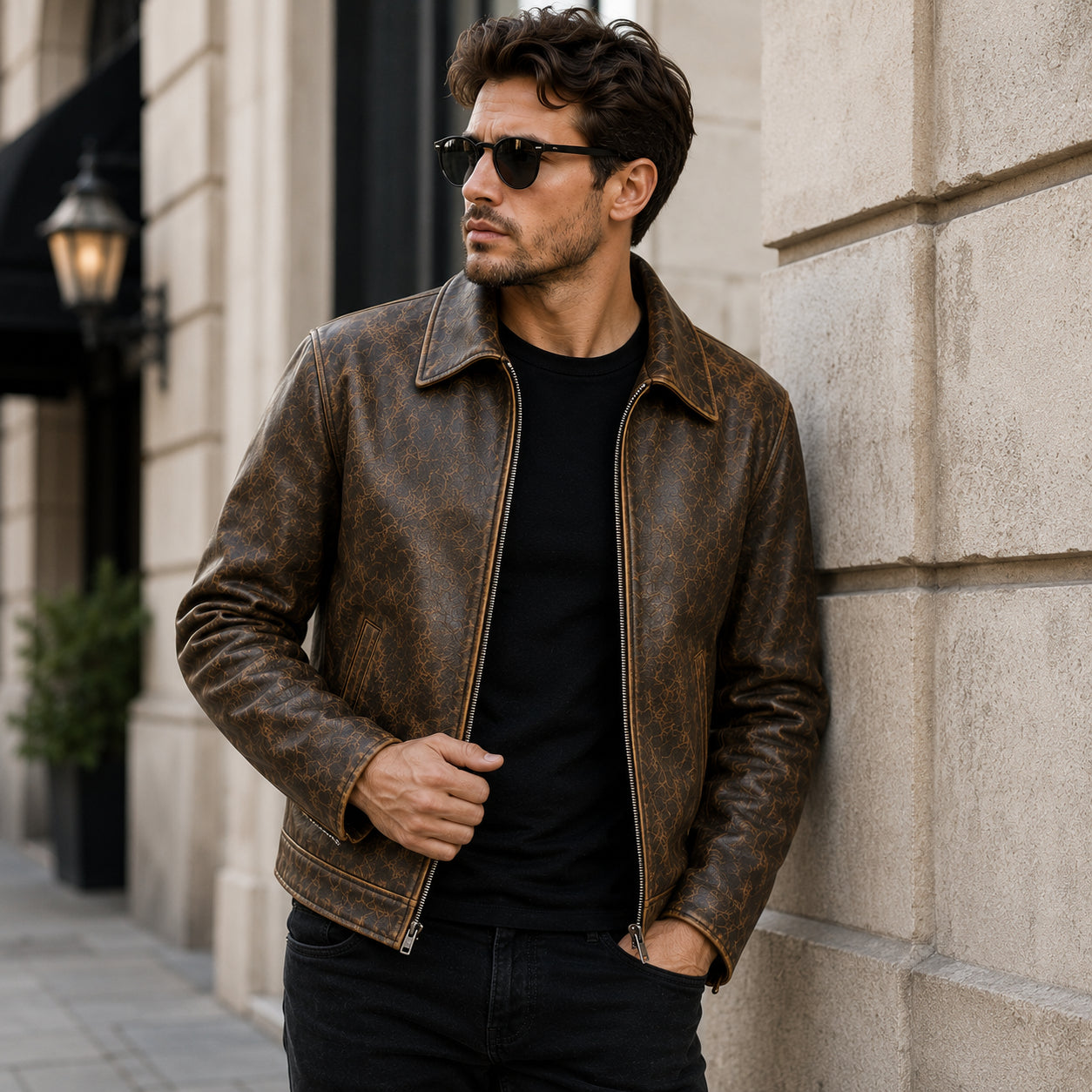 Hollywood Jackets Men’s Vintage Brown Distressed Leather Jacket