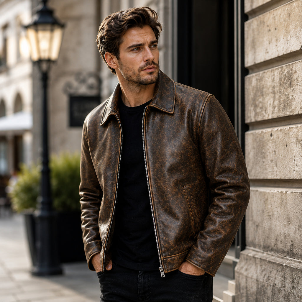 Hollywood Jackets Men’s Vintage Brown Distressed Leather Jacket