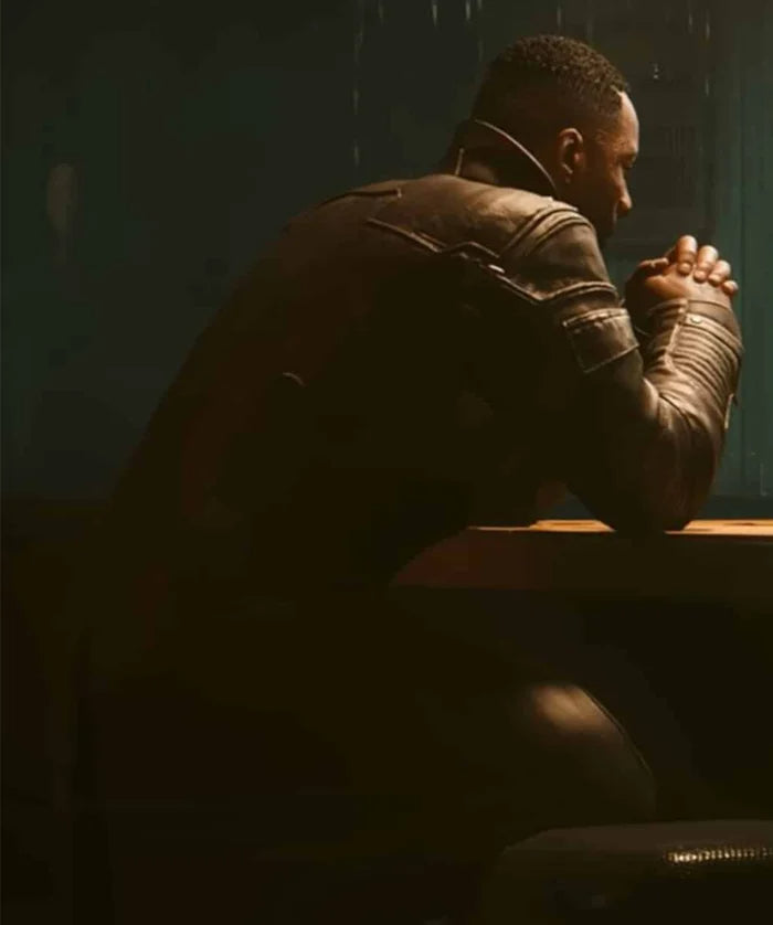 Hollywood Jackets Idris Elba Cyberpunk 2077 Phantom Liberty Inspired Leather Coat