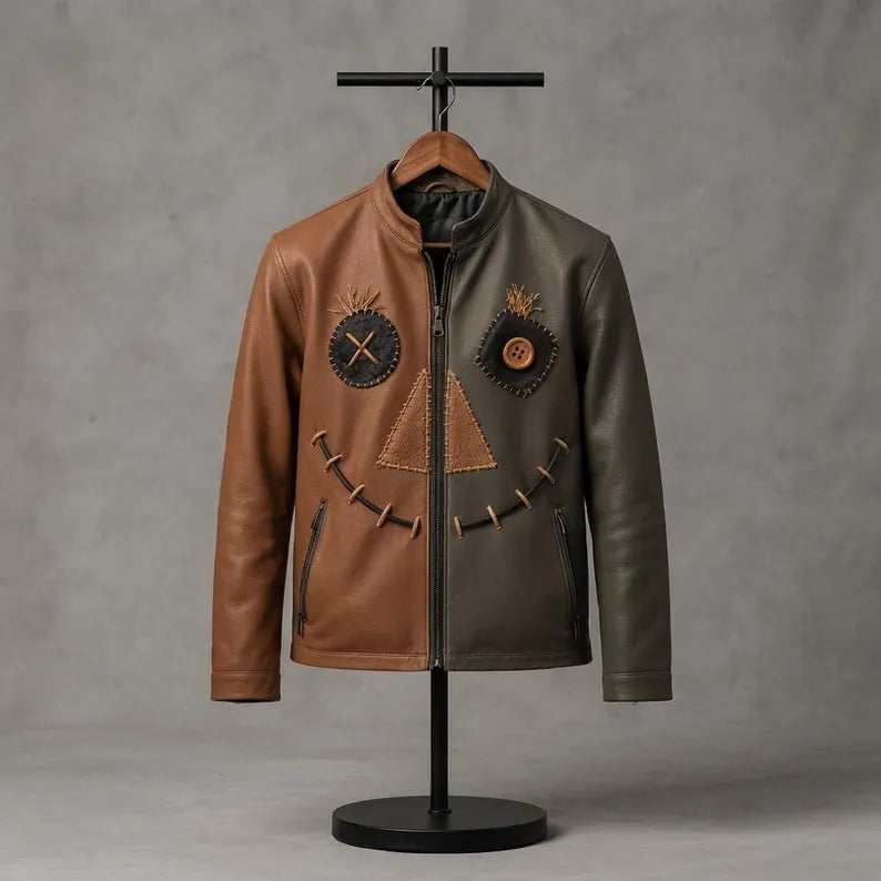 Men’s Two-Tone Brown & Olive Green Leather Jacket | Hollywood Jackets