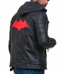 Gamer Style Red Hood Black Leather Jacket