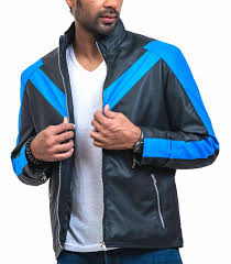 Black Night The Wing Mens Faux Leather Jacket