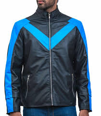 Black Night The Wing Mens Faux Leather Jacket