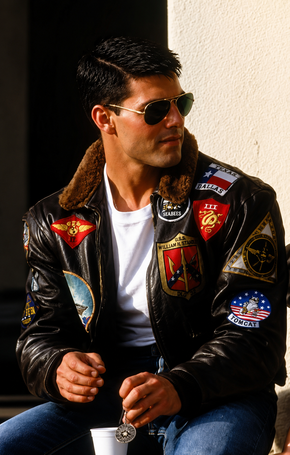 Classic Top Gun Tom Cruise Leather Jacket – Brown