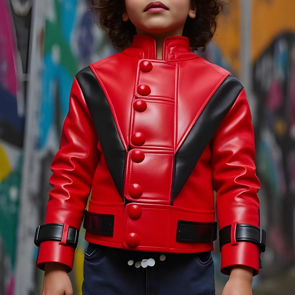 Boys MJ Inspired Red & Black Thriller Jacket | Hollywood Jacket