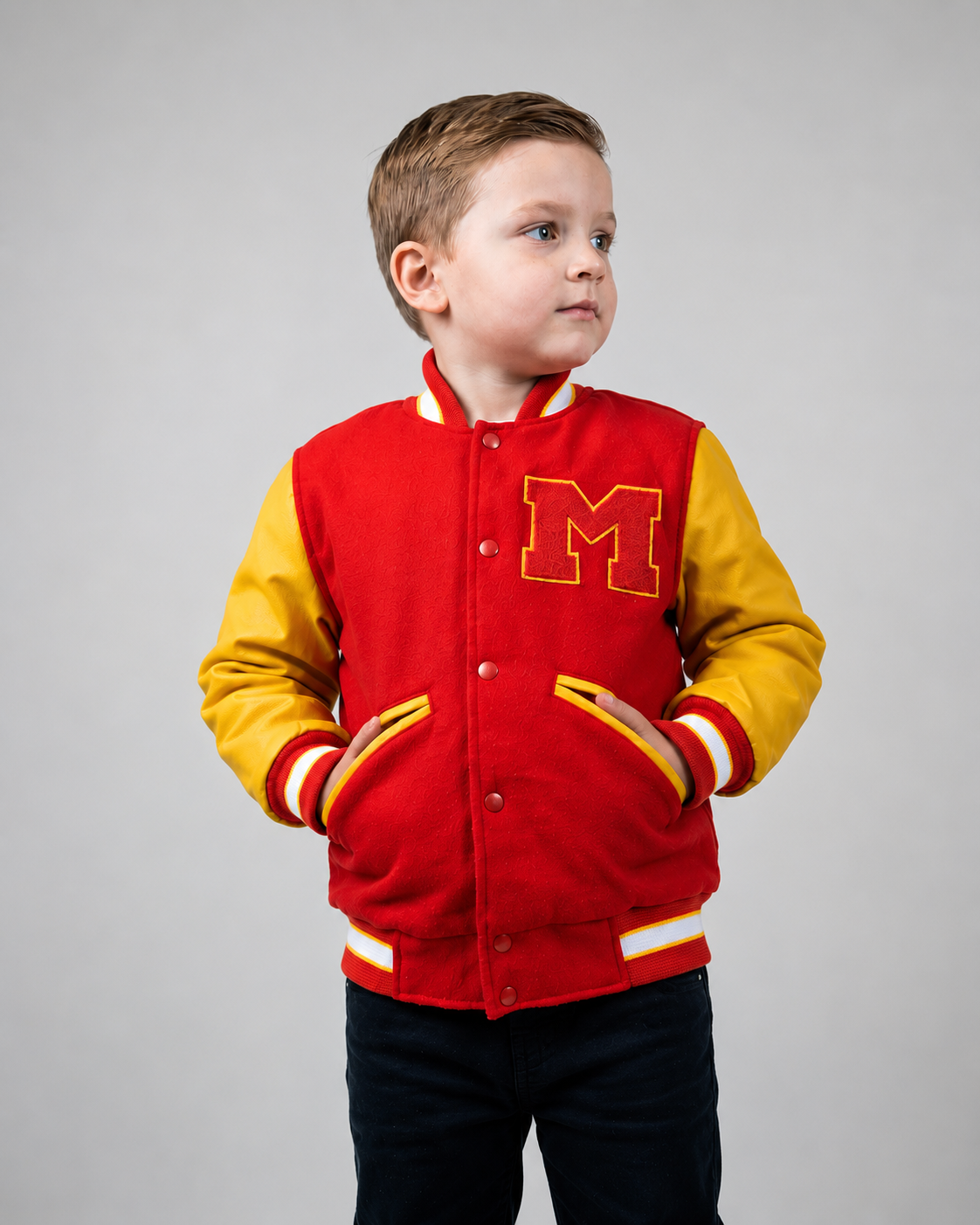 Hollywood Jackets Kids Classic Red & Yellow Varsity Jacket