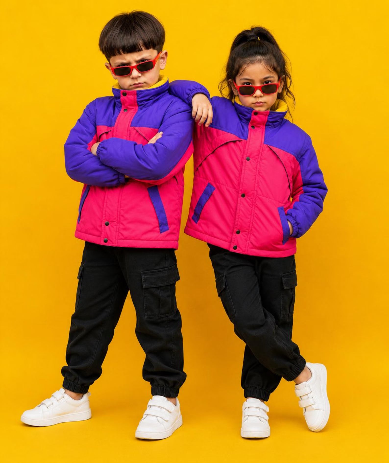 Kids Retro Color Block Windbreaker Jacket – Premium 90s Vintage Style for Boys & Girls