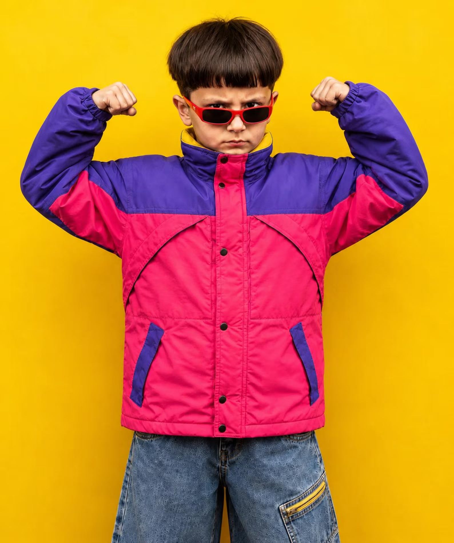Kids Retro Color Block Windbreaker Jacket – Premium 90s Vintage Style for Boys & Girls