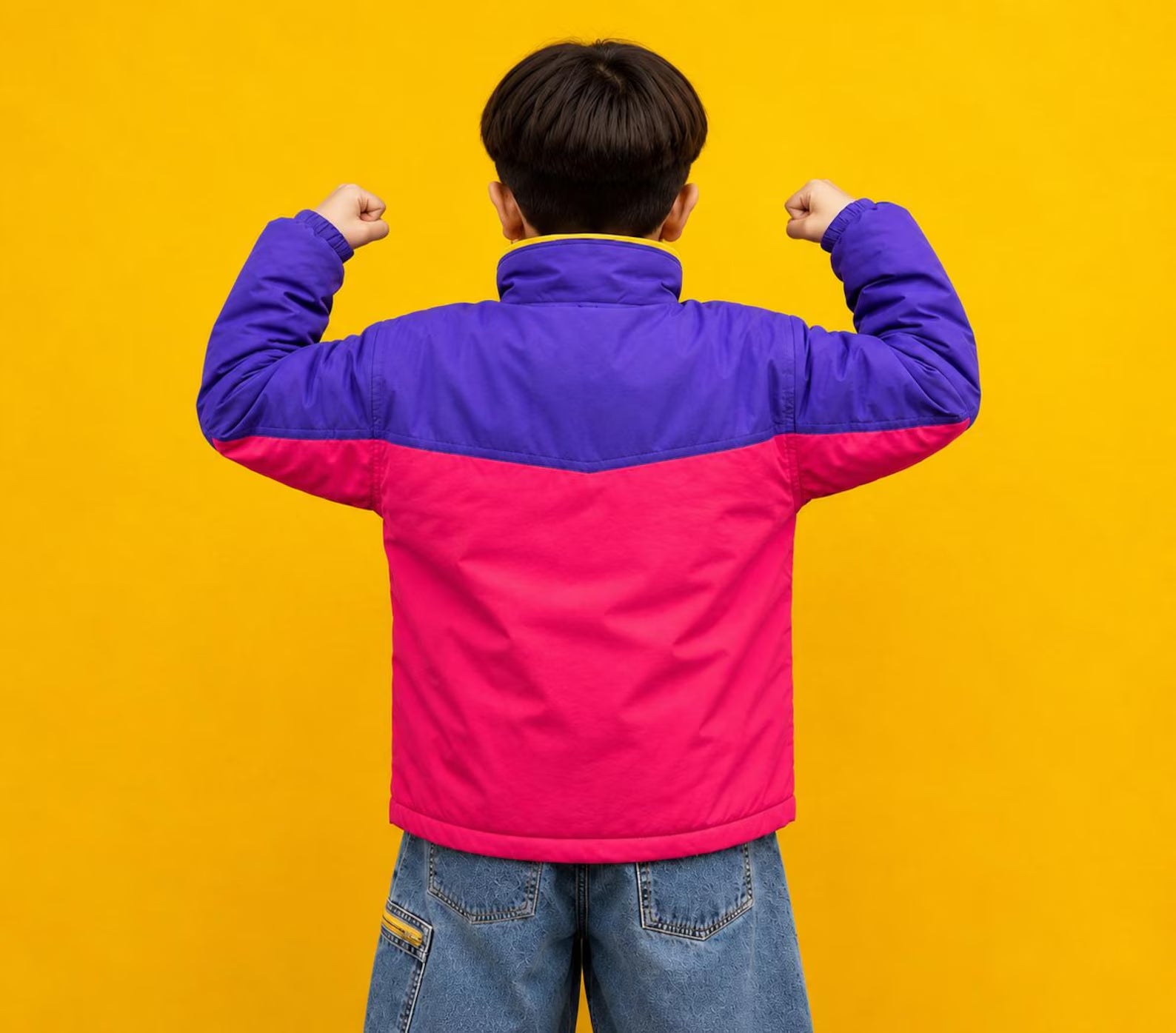 Kids Retro Color Block Windbreaker Jacket – Premium 90s Vintage Style for Boys & Girls