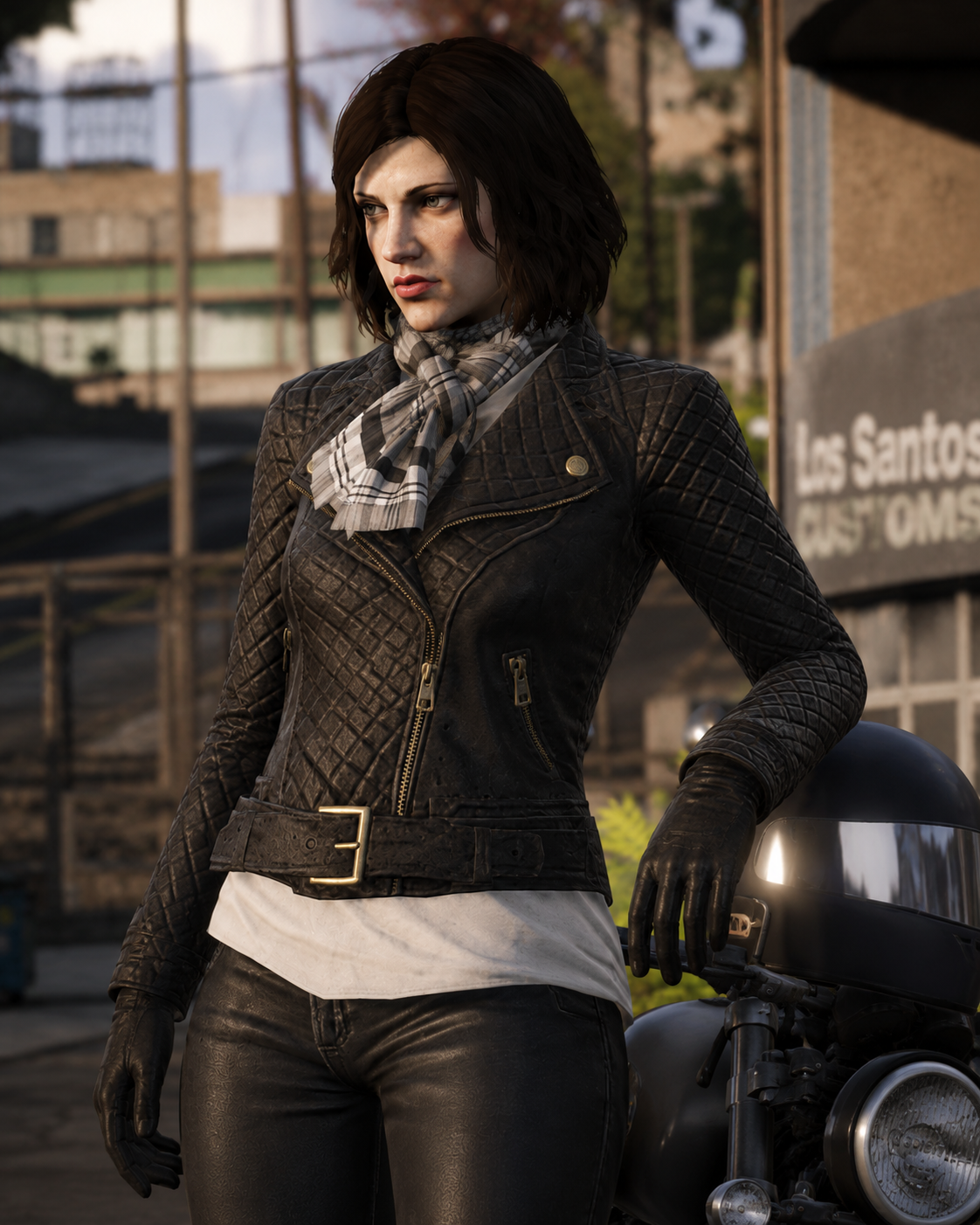 GTA 6 Inspired Women's Black Leather Biker Jacket