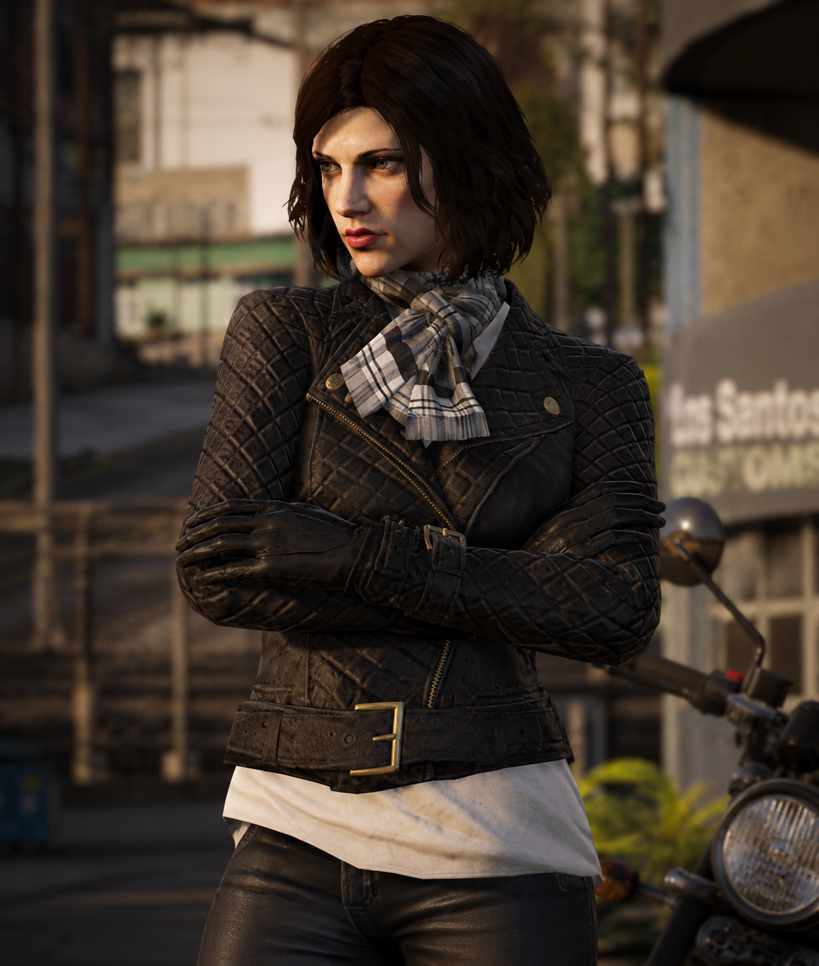 GTA 6 Inspired Women's Black Leather Biker Jacket