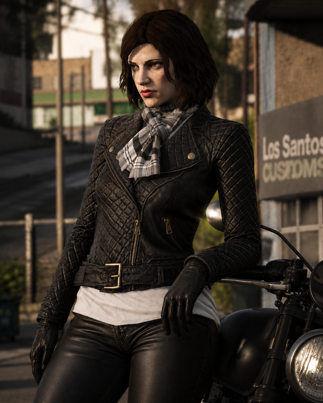 GTA 6 Inspired Women's Black Leather Biker Jacket