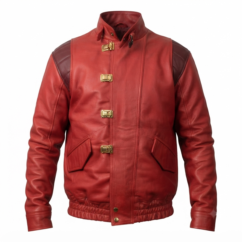 Men's Akira Kaneda Vintage Red Real Leather Jacket – Premium Biker Motorcycle Style