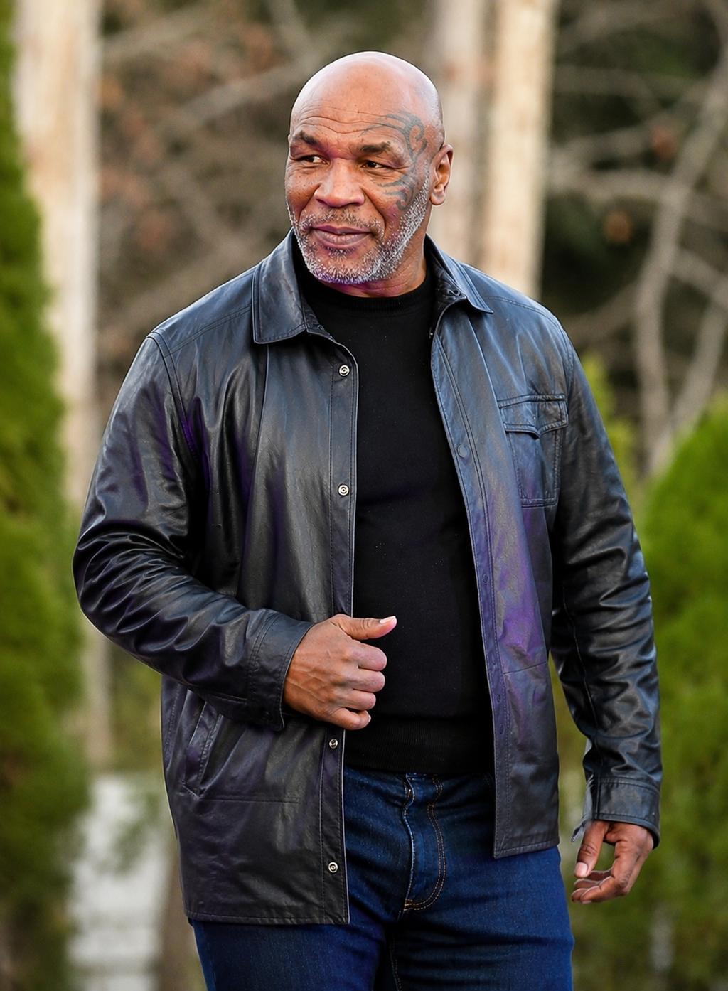Mike Tyson Black Leather Shirt Jacket