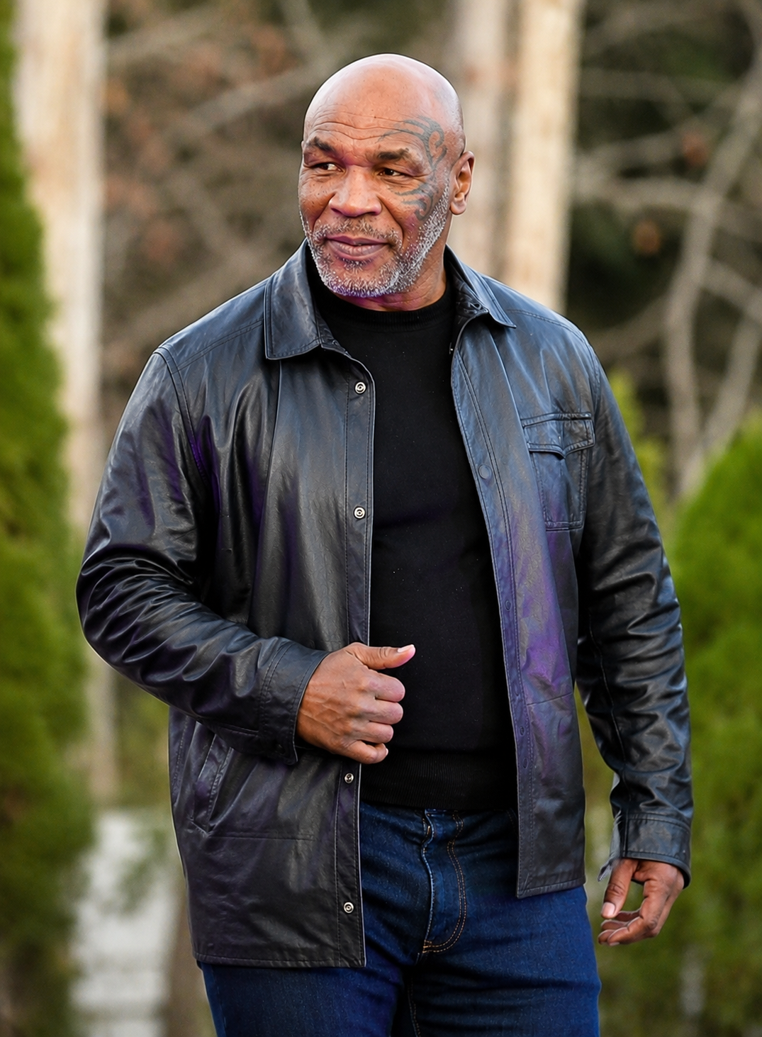 Mike Tyson Black Leather Shirt Jacket