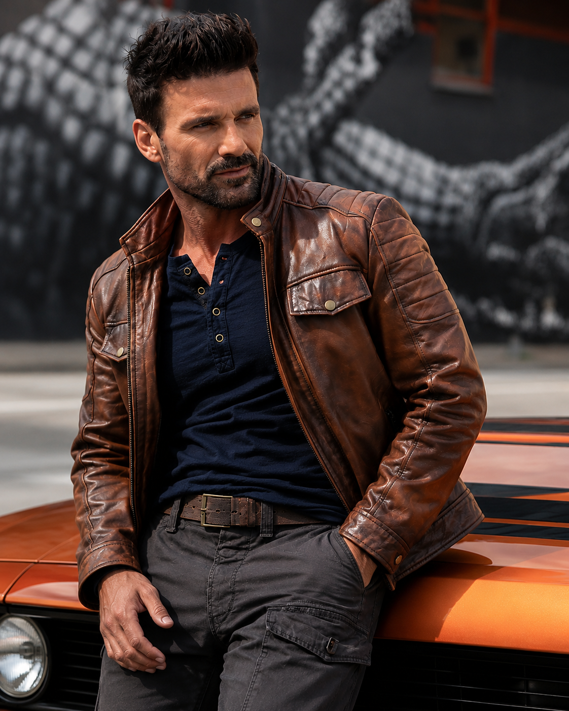 Men's Vintage Brown Cafe Racer Leather Jacket
