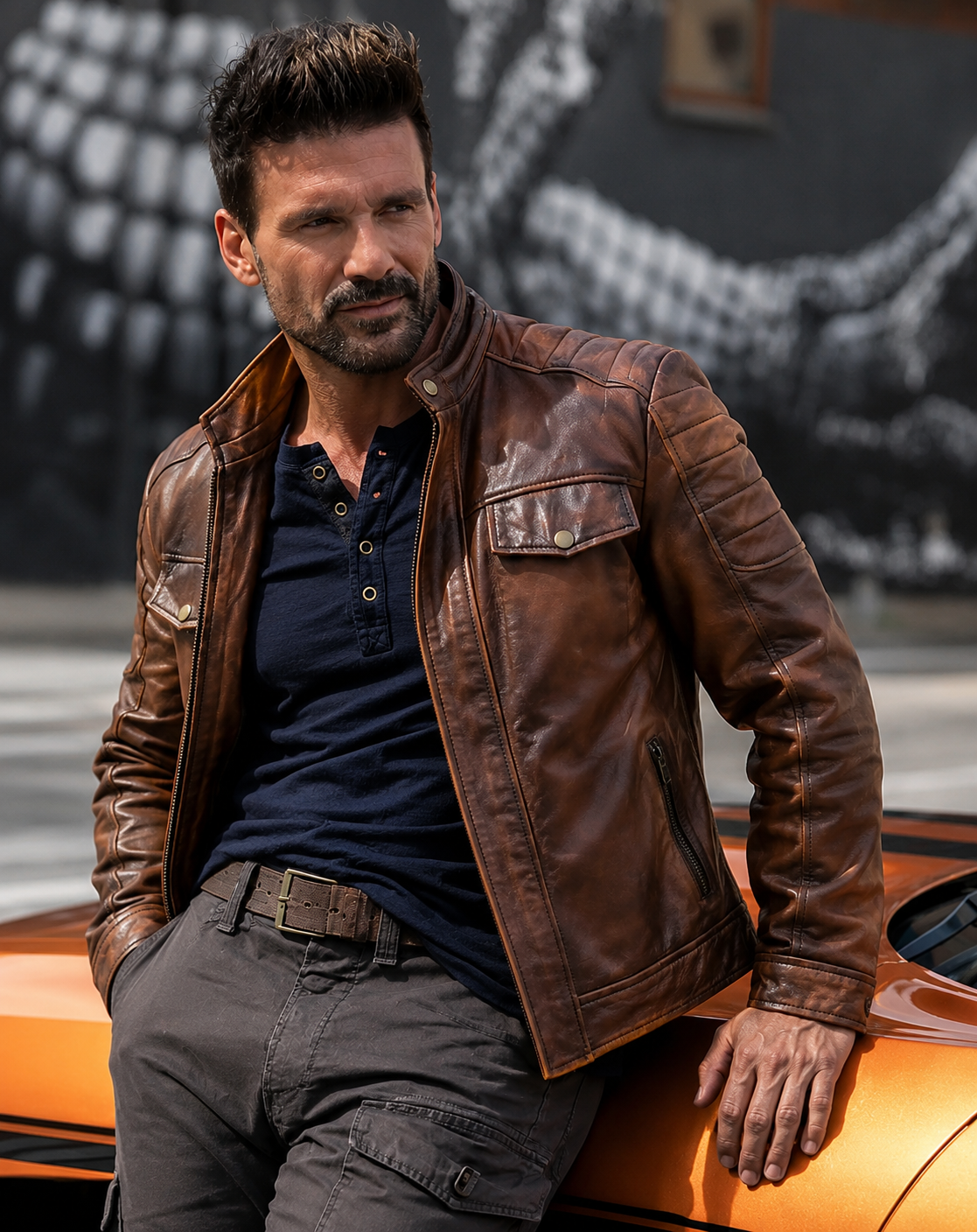 Men's Vintage Brown Cafe Racer Leather Jacket